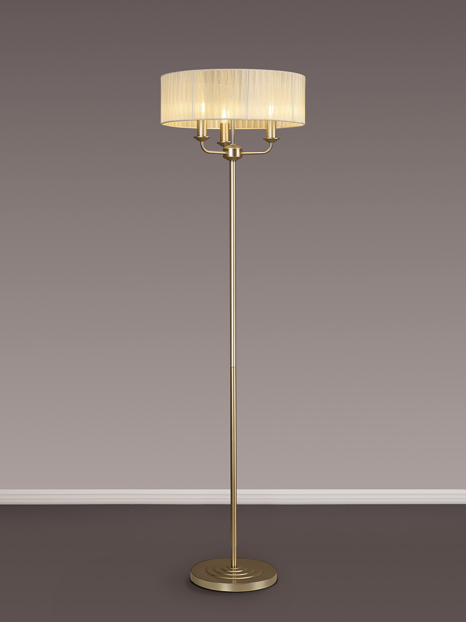 Banyan 45cm 3 Light Floor Lamp Champagne Gold, Cream DK0993  Deco Banyan CG CR